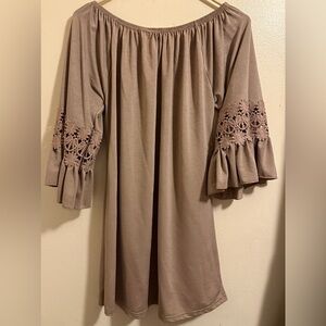 Boho Bell Sleeve Dress with Crochet Detail NWT Size S-M